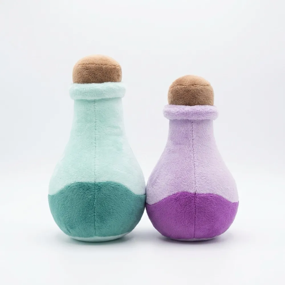 CozyRelic plush potion bottles teal and purple
