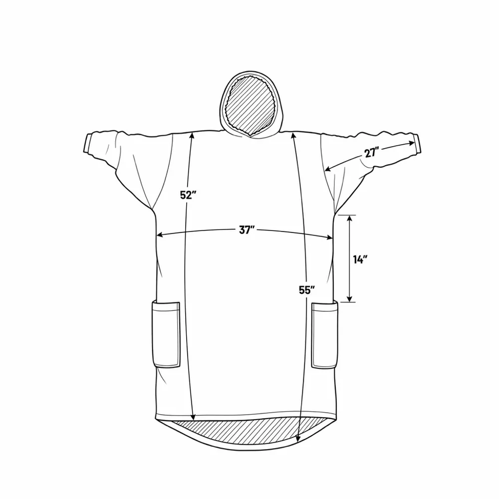 Plague Doctor Set Long size diagram - 37 inch chest, 52 inch front length, 55 inch full length, 27 inch sleeve